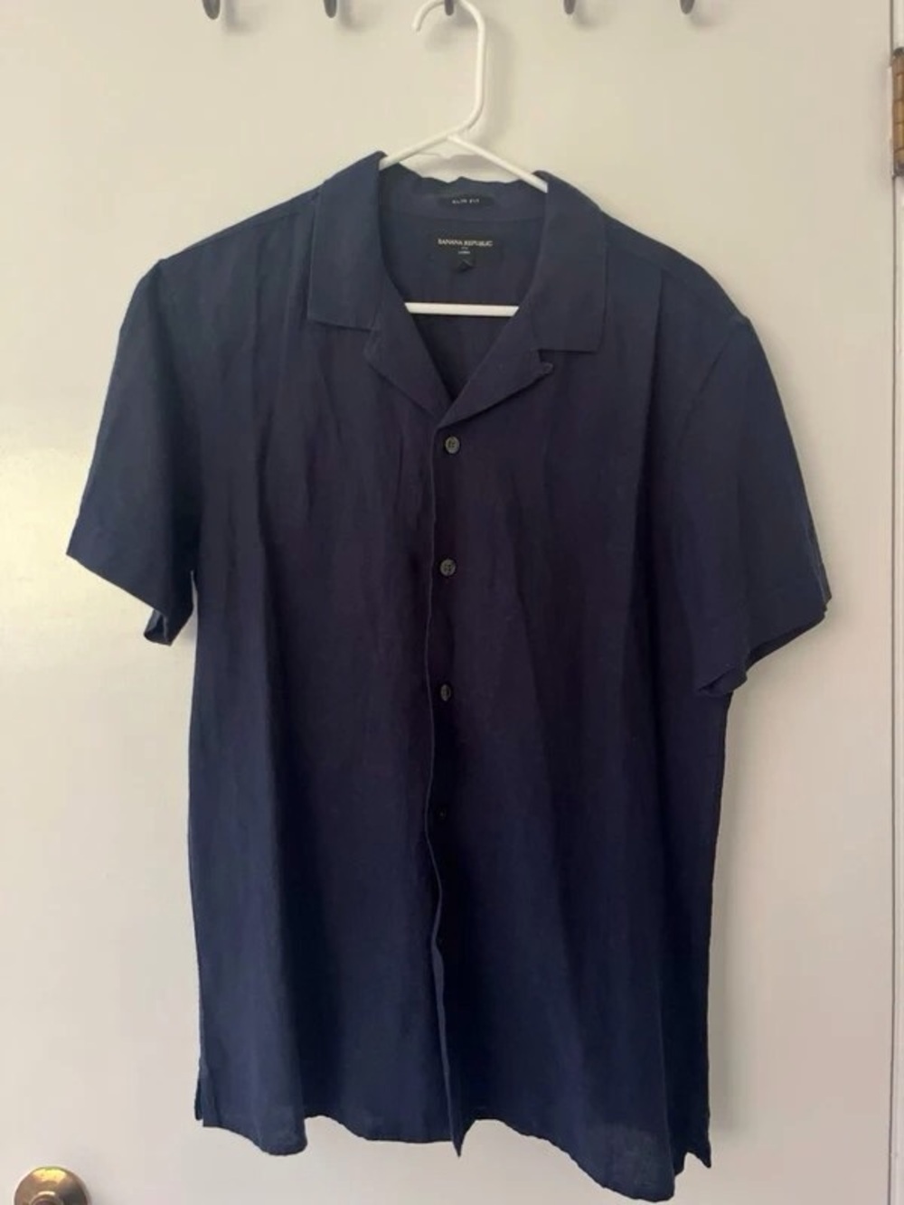 Ethan Allen Dark Navy Short-Sleeve Button-Down Camp Shirt